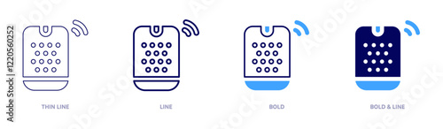Smart speaker automation icon in 4 different styles. Thin Line, Line, Bold, and Bold Line. Duotone style. Editable stroke
