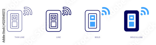 Smart switch icon in 4 different styles. Thin Line, Line, Bold, and Bold Line. Duotone style. Editable stroke