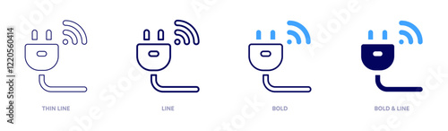 Socket icon in 4 different styles. Thin Line, Line, Bold, and Bold Line. Duotone style. Editable stroke