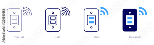 Switch icon in 4 different styles. Thin Line, Line, Bold, and Bold Line. Duotone style. Editable stroke