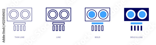 Ultrasonic icon in 4 different styles. Thin Line, Line, Bold, and Bold Line. Duotone style. Editable stroke