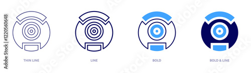 Vacuum cleaner icon in 4 different styles. Thin Line, Line, Bold, and Bold Line. Duotone style. Editable stroke