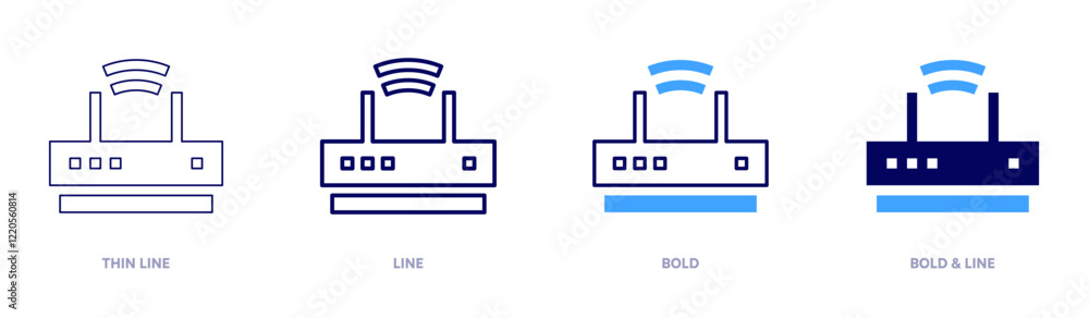 Wifi automation icon in 4 different styles. Thin Line, Line, Bold, and Bold Line. Duotone style. Editable stroke Wifi automation icon in 4 different styles. Thin Line, Line, Bold, and Bold Line. Duotone style. Editable stroke