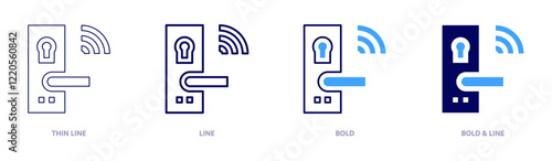 Wifi lock icon in 4 different styles. Thin Line, Line, Bold, and Bold Line. Duotone style. Editable stroke