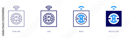 Wifi socket icon in 4 different styles. Thin Line, Line, Bold, and Bold Line. Duotone style. Editable stroke