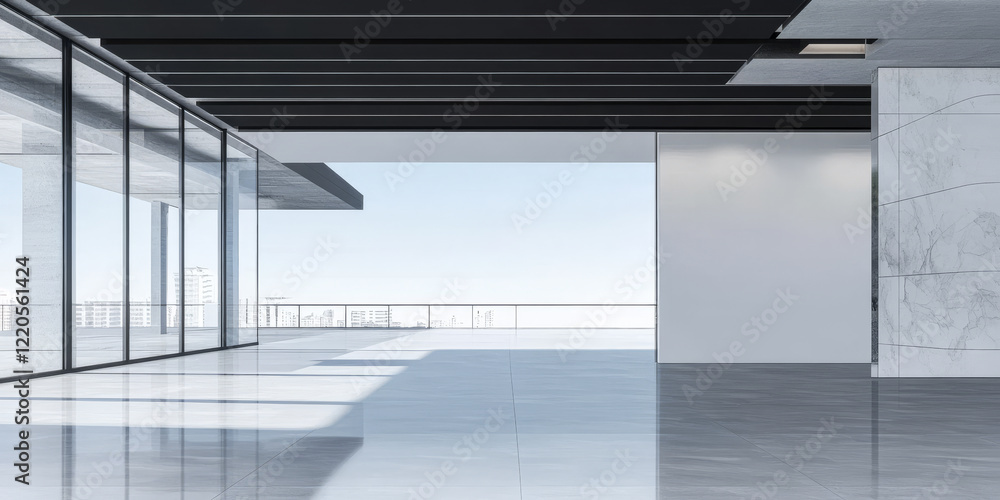Fototapeta premium Spacious modern interior design with sleek finishes in a contemporary building