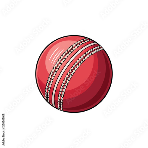 A Red And White Cricket Ball Sport Vector Illustration Clip art Vector Set, Cricket Ball A White Background Shiny Red Color.Ball Game, Tournament Match