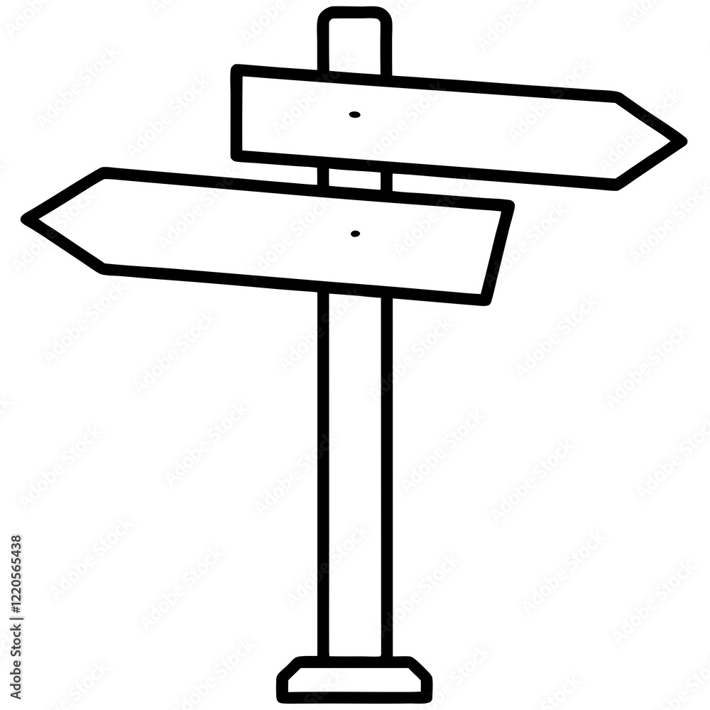 Fototapeta premium Simple Directional Signpost Line Art
