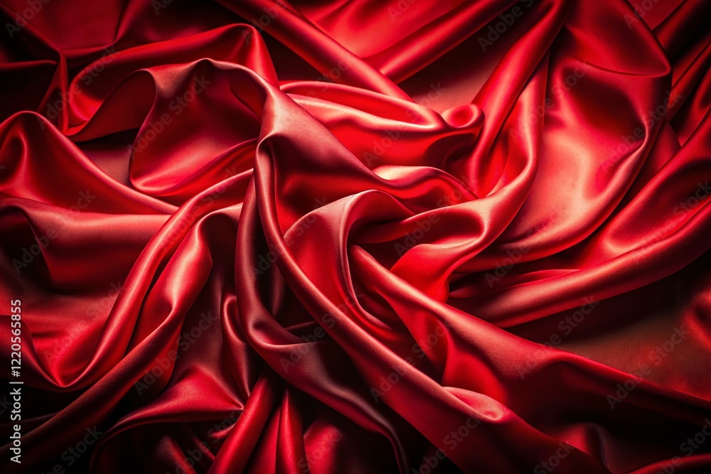Obraz premium Abstract Red Silk Flowing Fabric Background - Elegant Draped Texture
