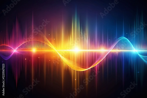 Abstract Sound Wave Poster: Low Light Photography, Vibrant Audio Frequencies photo