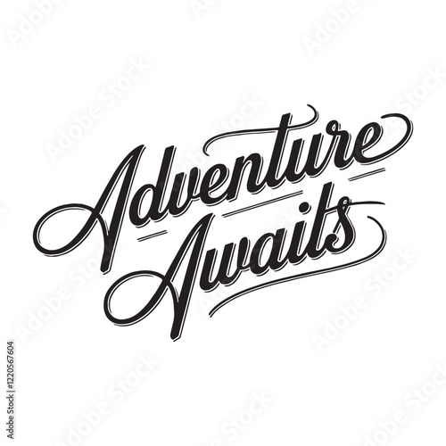 The "Adventure Awaits" typography design is a popular choice for T-shirts, especially for those who love travel and outdoor activities. It typically features bold, script or hand-drawn fonts, combined