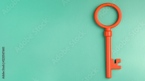 Wallpaper Mural A vibrant orange key rests on a soft mint background, symbolizing access and opportunity in creative design. Torontodigital.ca