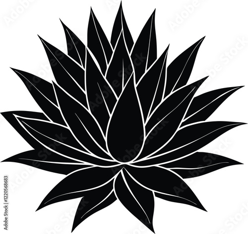 agave wild flower silhouette vector illustration on white background