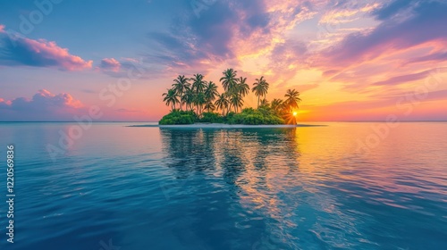 Tropical Island Paradise Sunset Seascape photo