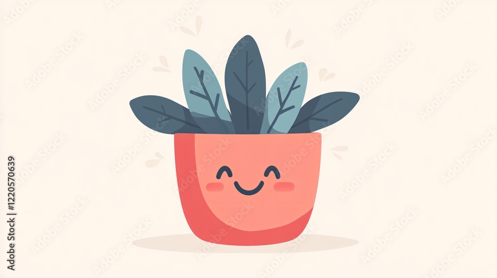Cute Flowerpot Cartoon Character Illustration Flat Design Cute Flowerpot Cartoon Character Illustration Flat Design