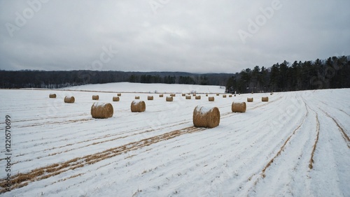 Hay Bails in the snow in Upstate New York photo