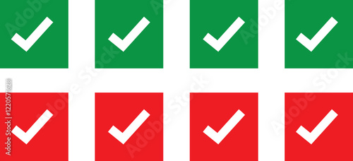 Isolate Check mark vector icon set, Outline Tick button symbol, Blue and Green vote and Testing symbol, Choice, Check list graphic elements, Approve, Confirm icons for business and Testing (Editable)