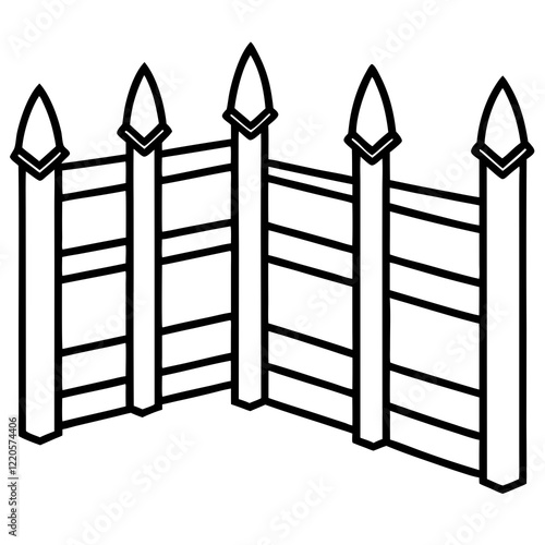 Vintage Fence Line Drawing for Vector Art