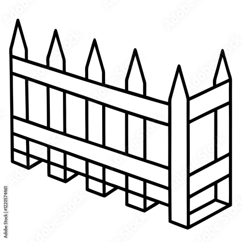 Vintage Fence Line Drawing for Vector Art