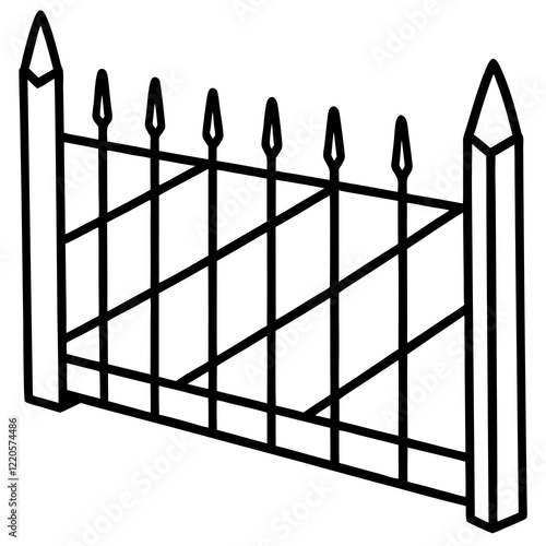 Vintage Fence Line Drawing for Vector Art