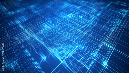 Blue blueprint background with a grid pattern for technical or engineering design vector illustration, detailed and realistic. 