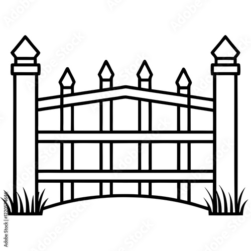 Vintage Fence Line Drawing for Vector Art