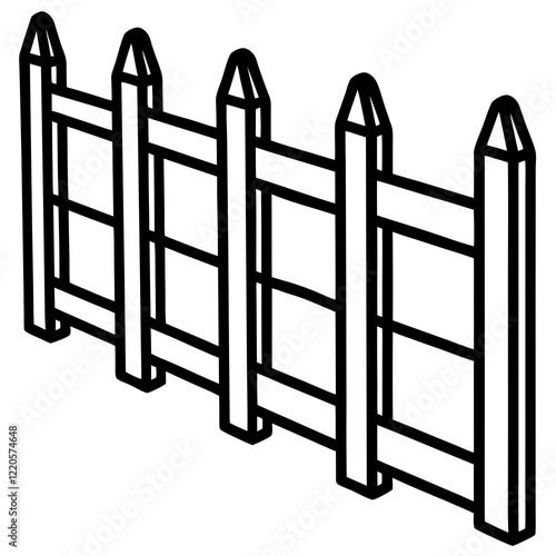 Vintage Fence Line Drawing for Vector Art