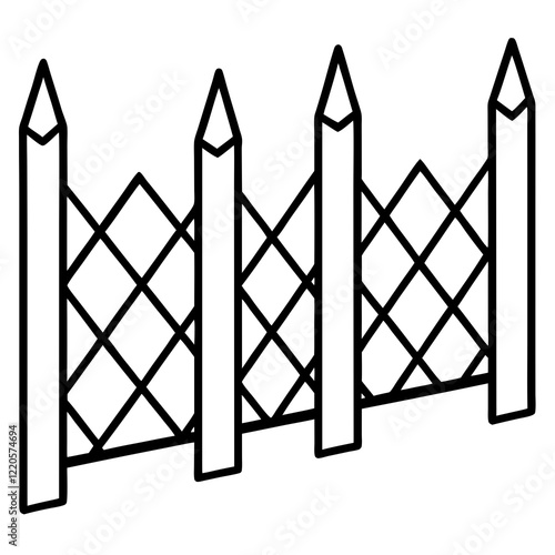 Vintage Fence Line Drawing for Vector Art
