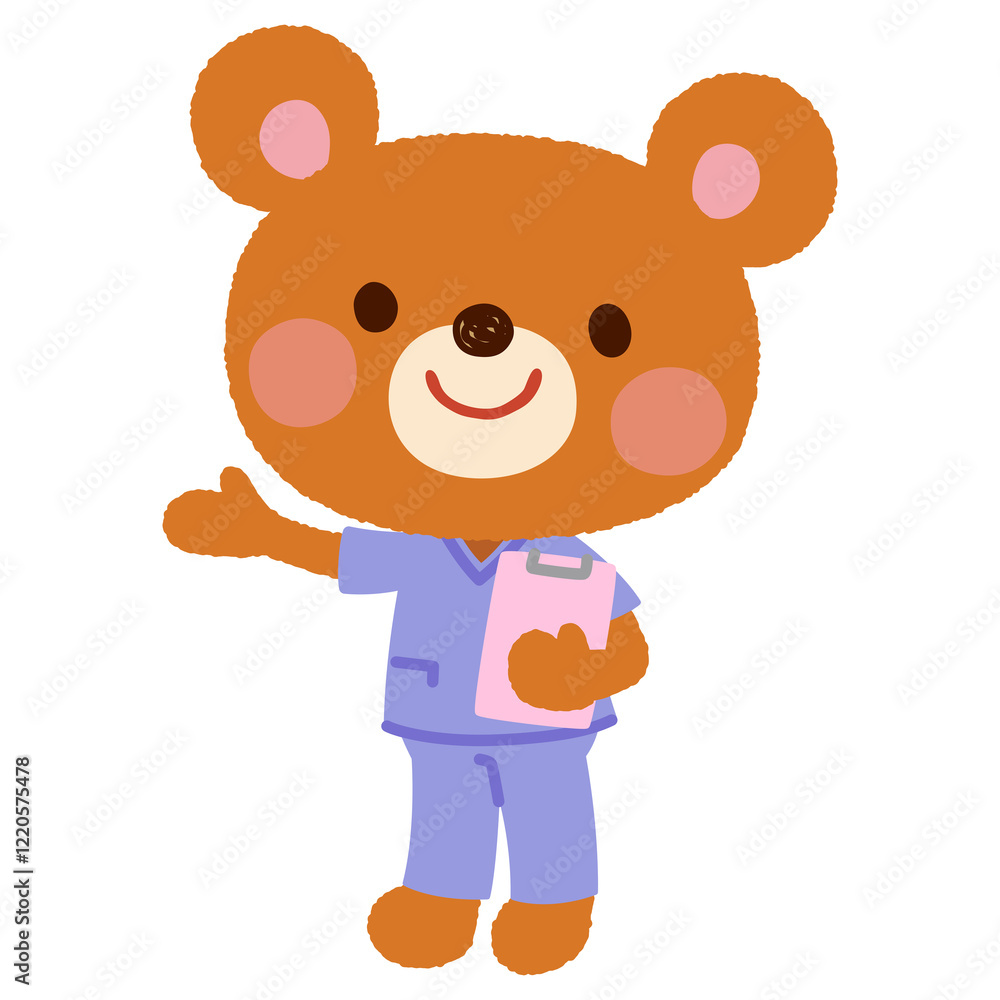 Fototapeta premium スクラブを着たクマの看護師さん お医者さん