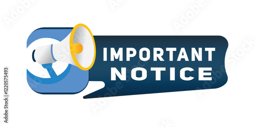 Important notice element for banner announce, flat vector sign illustration isolated advertising symbol design.