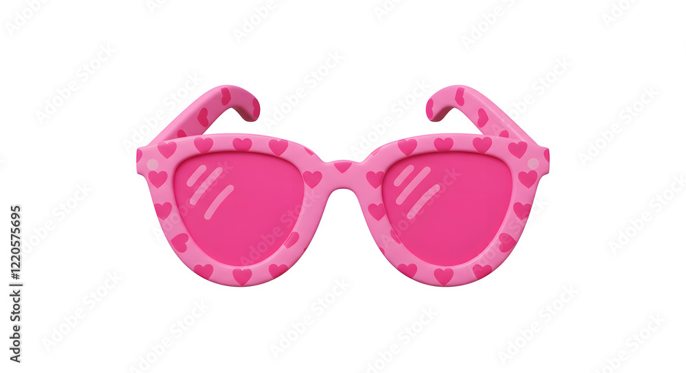 Fototapeta premium Pink Heart Sunglasses for Kids Summer Fun isolated on white background. Generative AI
