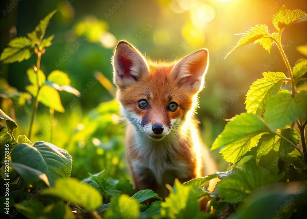 Obraz premium Adorable Red Fox Kit Aerial View - Drone Photography