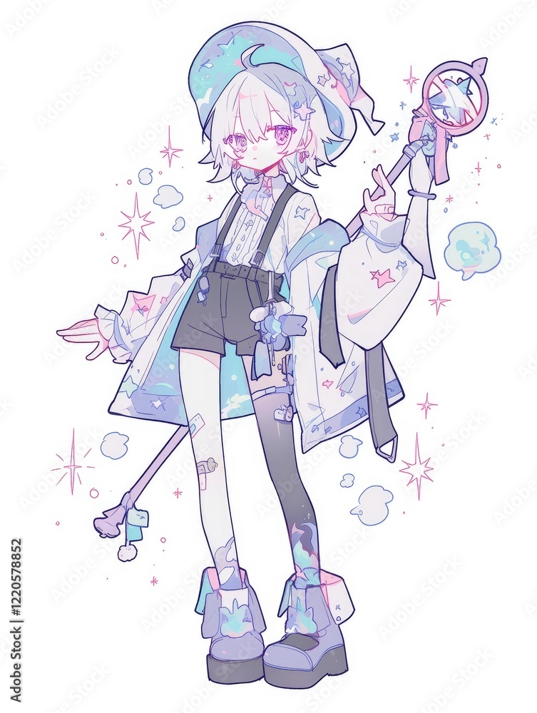 Obraz premium A Pastel Anime Girl With A Magical Wand