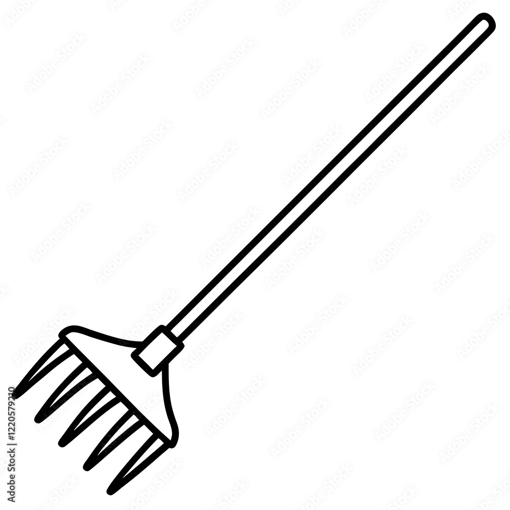 Naklejka premium Vintage Rake Line Art for Print or Digital