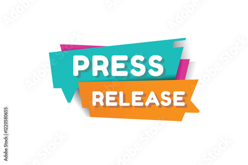 Press release banner, speech bubble sign icon tag modern word concept vector illustration. Design for web, advertise.