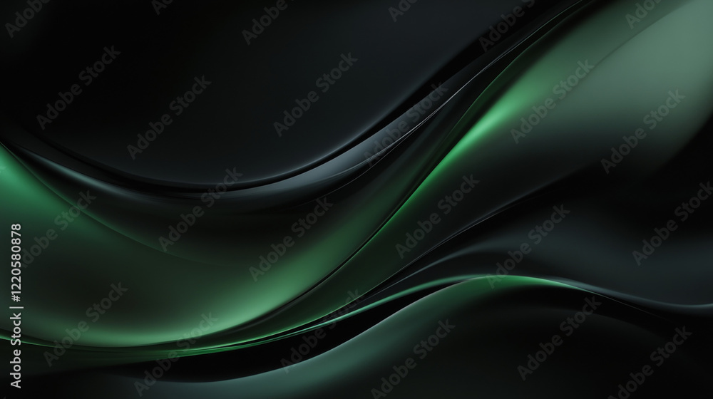 Naklejka premium A minimalistic black and green gradient background, with smooth transitions from deep black to vibrant green, creating a soothing effect