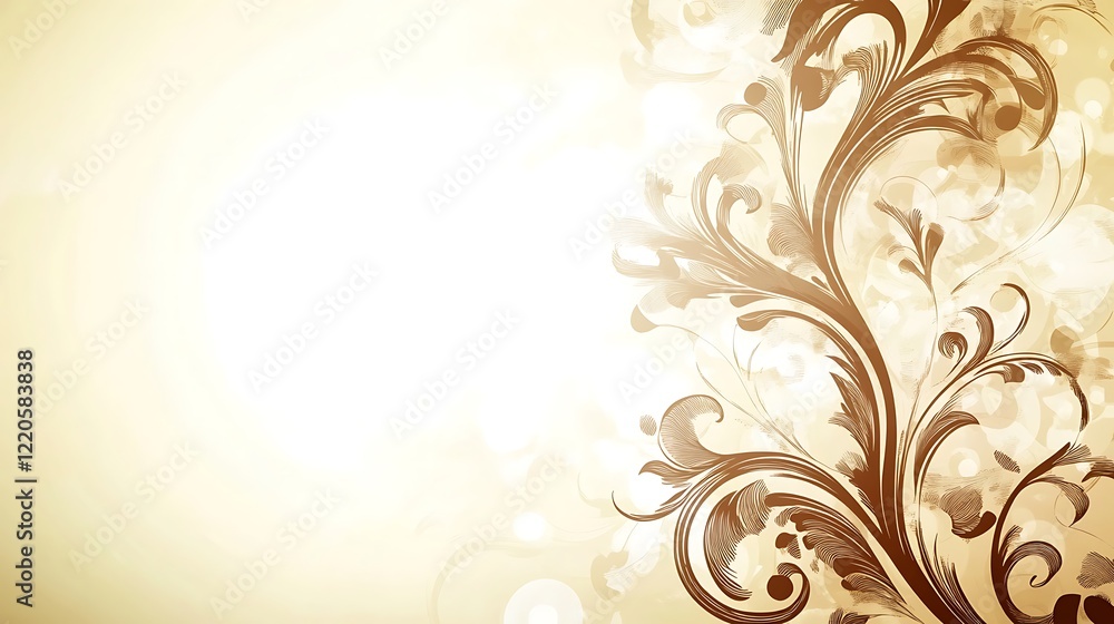 Elegant Brown Floral Design on Beige Background Elegant Brown Floral Design on Beige Background