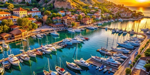 Wallpaper Mural Aerial Macro Photography: Luxury Yachts & Sailboats Docked in Kas & Antalya Marina, Turkey Torontodigital.ca