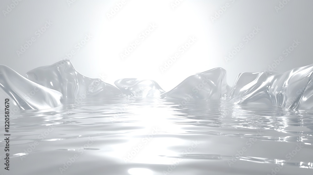 Obraz premium Abstract White Liquid Landscape Forms Shapes