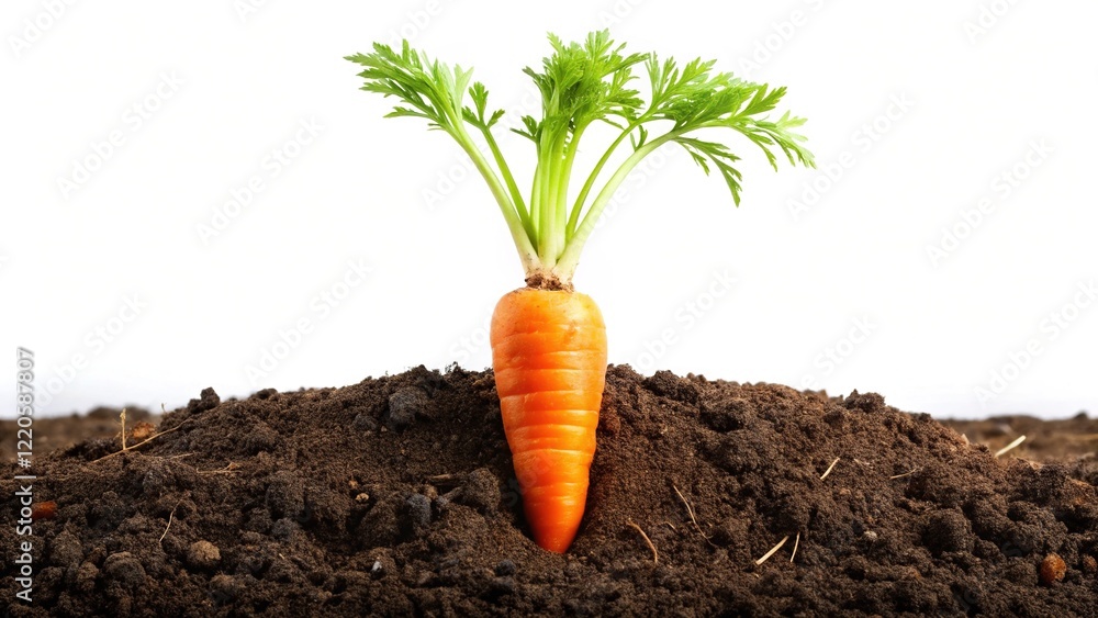 Fresh Carrot in Soil - Isolated Close-up Studio Shot Fresh Carrot in Soil - Isolated Close-up Studio Shot