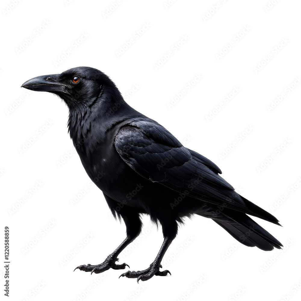 Black crow with red eyes on transparent background Black crow with red eyes on transparent background