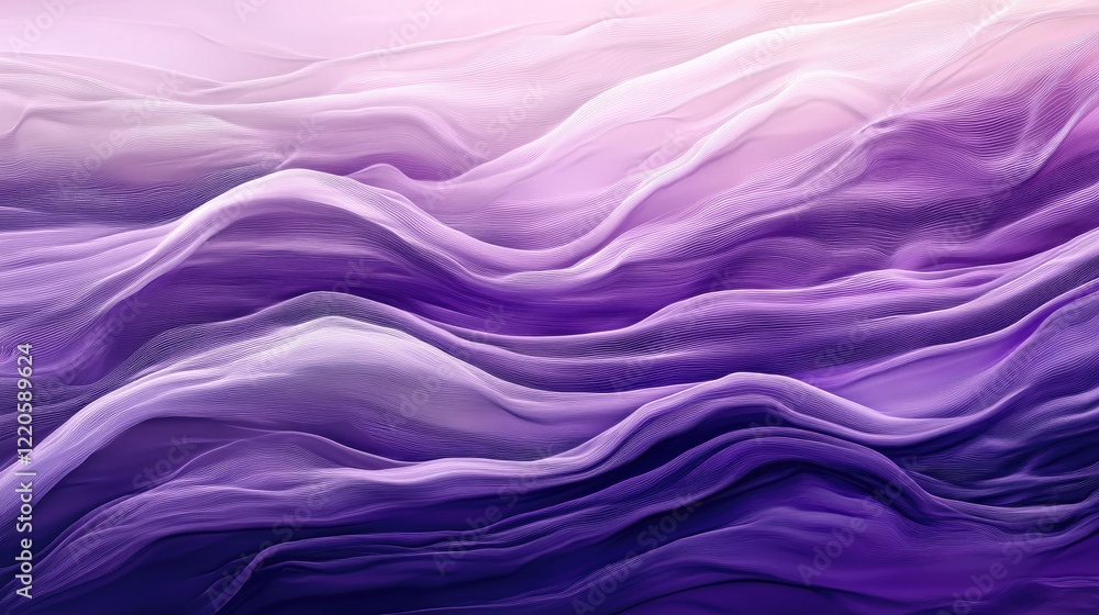 Obraz premium Abstract Purple Waves Digital Art Print for Home Decor