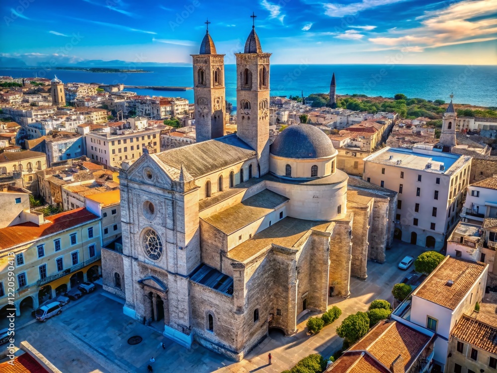 Obraz premium Aerial View of Bari Cathedral, Apulia, Italy - Stunning Drone Photography