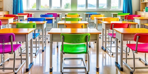Middle School Classroom Hands Raised, Energetic Atmosphere