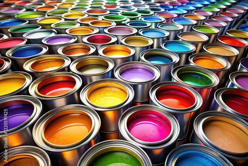 Multi-Color Paint Cans Background - Abstract Art photo