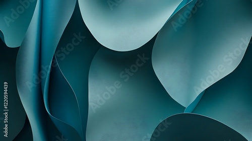 Abstract Teal Paper Curves Design Background