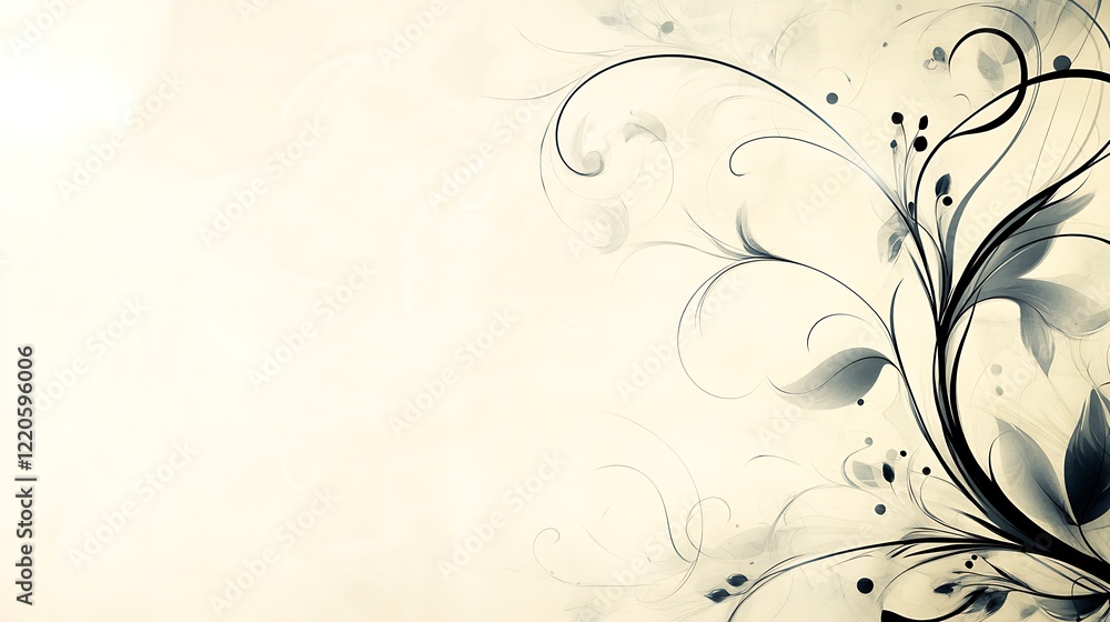 Elegant Abstract Floral Design With Swirls Elegant Abstract Floral Design With Swirls