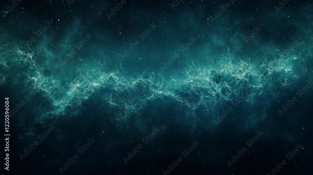 Fototapeta premium A beautiful northern lights sky with stars. The color of the aurora is blue-green, and it has an ethereal glow that reflects off the dark night sky.