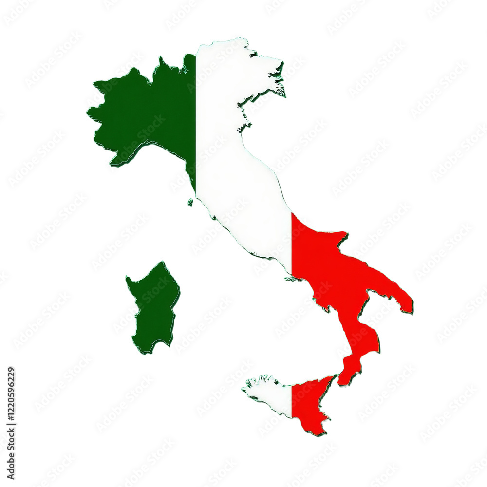 Fototapeta premium Italy map with flag on transparent background