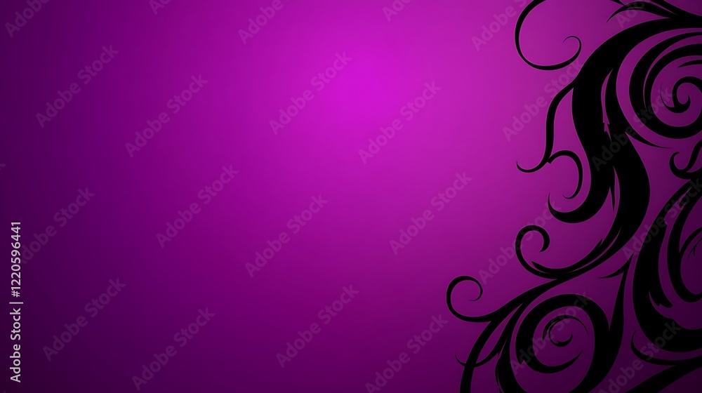 Purple Background with Black Swirling Floral Design Purple Background with Black Swirling Floral Design